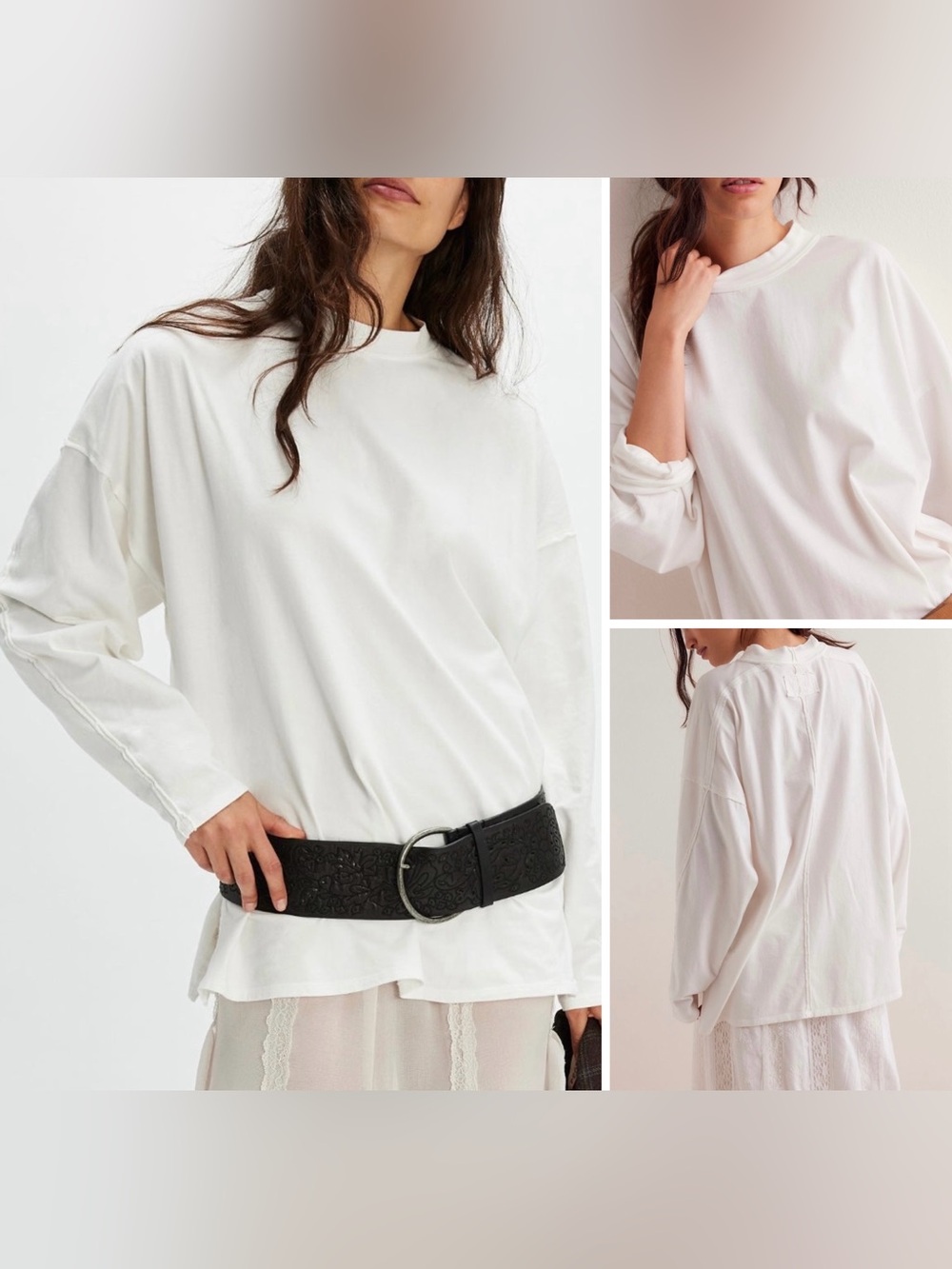 NWOT Free People We The Free Heater Tee - ivory white - small